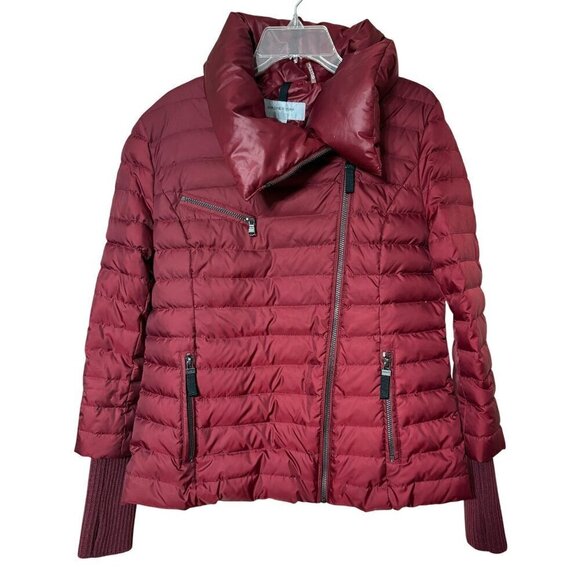 Marc New York Burgundy Down Filled Quilted Puffer Coat Women's Large Luxury - Picture 1 of 12